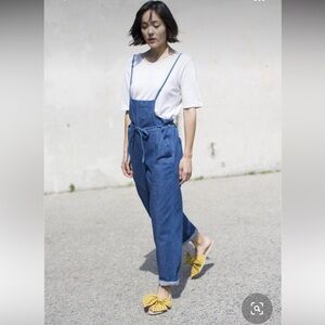 Ulla Johnson Nadia indigo blue denim overalls,  adjustable straps, low bib front